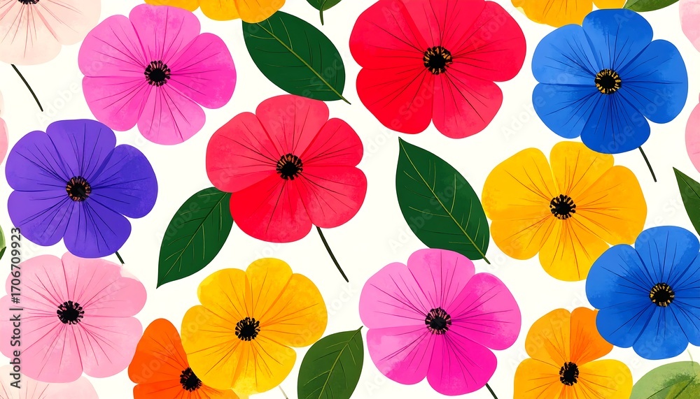Vibrant floral pattern on white background Vibrant floral pattern on white background