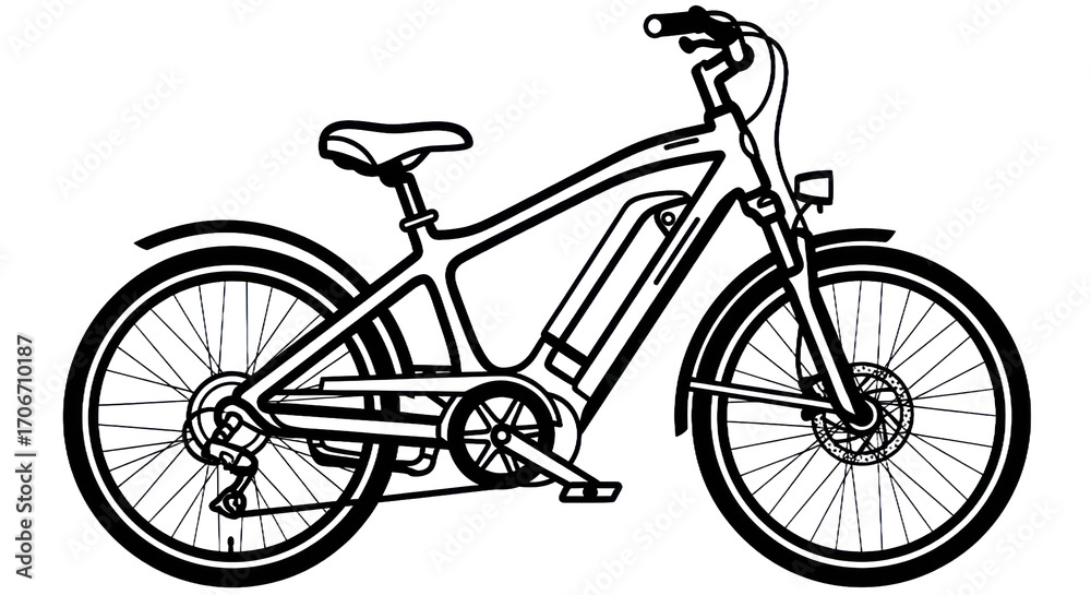 Obraz premium Electric bicycle outline illustration
