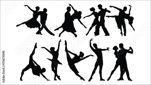 Dynamic Silhouettes Capturing the Passion and Grace of Dance Movements Ballet Tango and More Represented in Artistic Forms