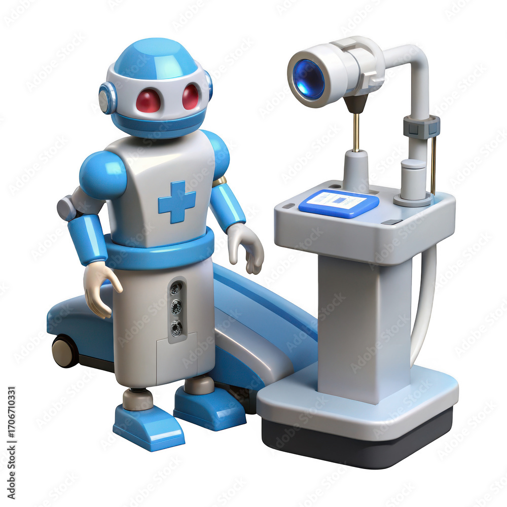 Naklejka premium Medical robot assisting surgery equipment 3d render transparent background