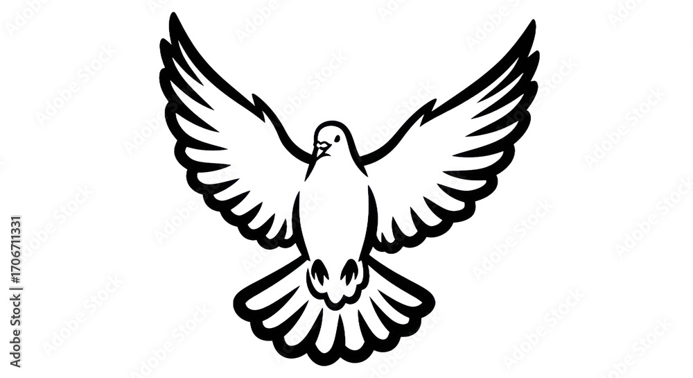 Fototapeta premium Flying dove outline illustration
