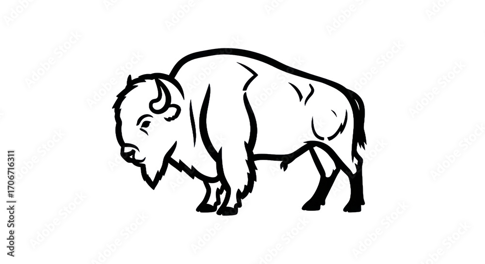 Fototapeta premium Outline bison silhouette