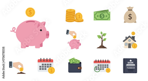 Adorable Pink Piggy Bank with Coin, Symbolizing Savings and Financial Security.