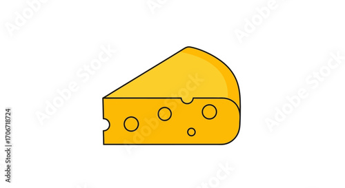 A simple cartoon illustration of a yellow wedge of Swiss cheese with holes and a dark outline.