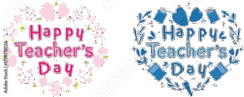 Celebrate teachers with charming pink floral and blue school supply designs for a special appreciation day