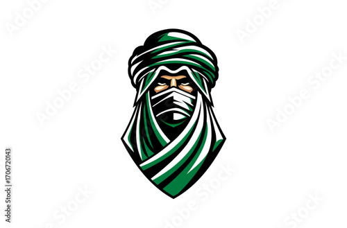 Desert Warrior Turban Mascot Logo
