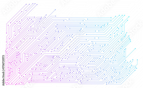 Abstract digital circuit board electronic computer processors cpu. Circuit board with connected lines and dots on an abstract digital motherboard.