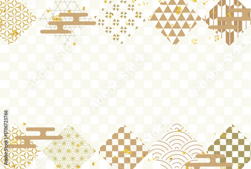 和柄　年賀状　金　背景	