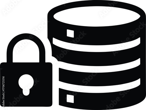 Database lock vector icon.
