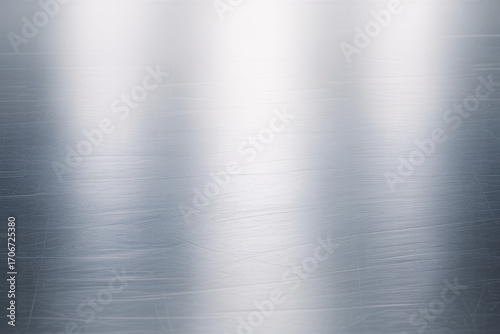 Brushed metal texture with vertical reflections and subtle scratches, cool toned background