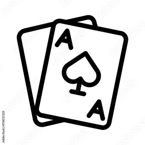 Playing Cards Line Icon of Card Games Icon Set