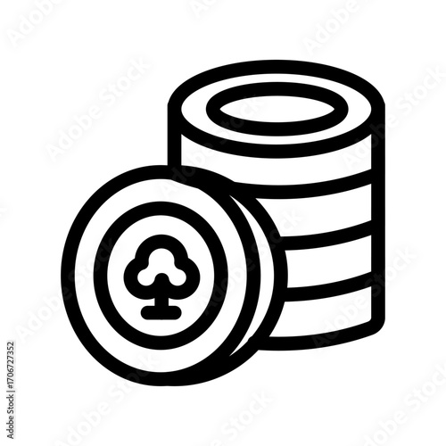 Casino Chips Line Icon of Card Games Icon Set