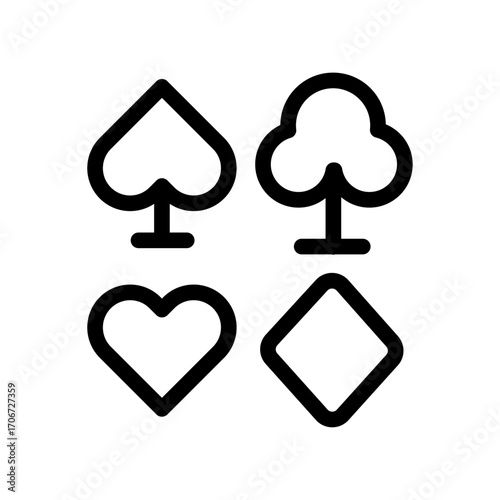 Card Suits Line Icon of Card Games Icon Set