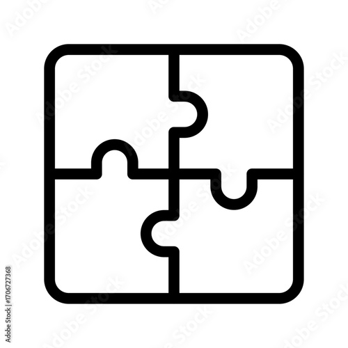 Jigsaw Puzzle Line Icon of Puzzle Types Icon Set