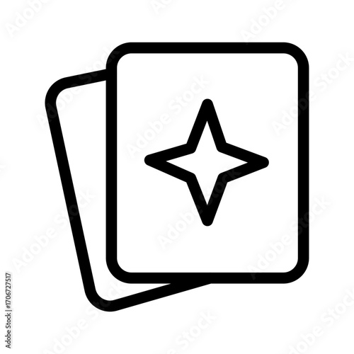 Card with Starburst Symbol Line Icon of Collectable Card Games (CCGs) Icon Set