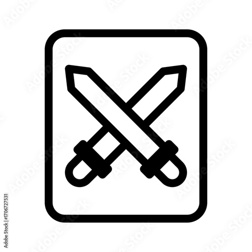 Crossed Swords Line Icon of Collectable Card Games (CCGs) Icon Set
