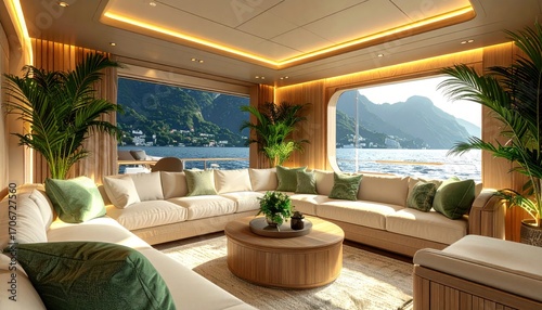 Luxury yacht living area