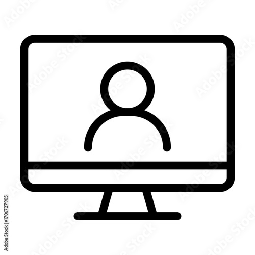 Player Profile View Line Icon of Single Player Games Icon Set