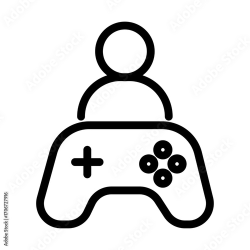 Solo Gamer Line Icon of Single Player Games Icon Set