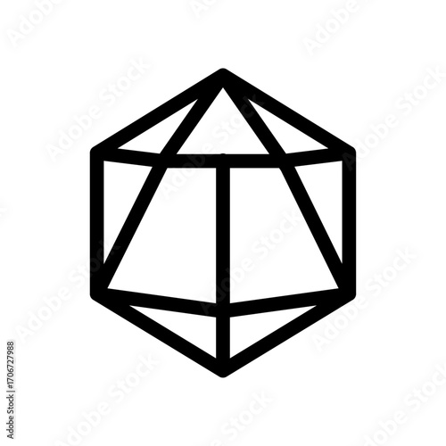 Dice Roll Mechanic Line Icon of Role-Playing Games (RPGs) Icon Set