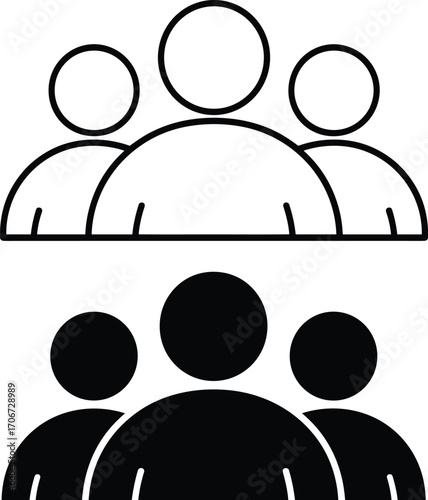 Group of people icon illustration, teamwork and community symbol, business organization concept, leadership, collaboration, corporate communication, social connection, diversity, unity, support
