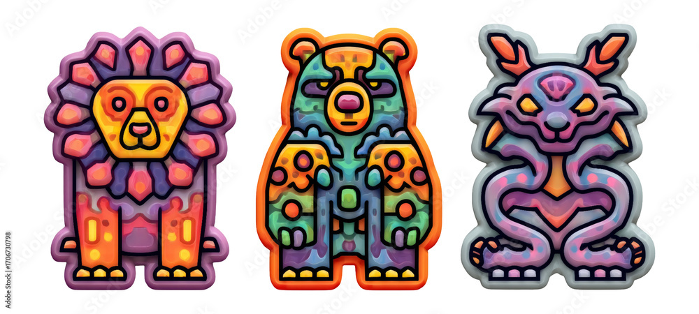 Fototapeta premium Colorful Animal Illustrations in Unique Artistic Styles for Creative Use