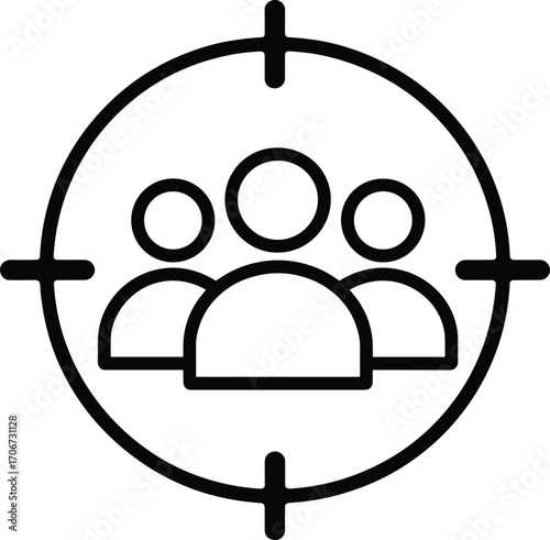 Target audience group icon illustration, business marketing strategy concept, customer focus, 