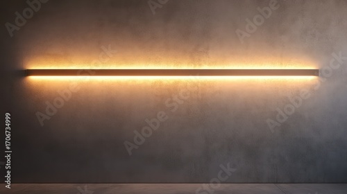 Minimalist indoor wall light with a linear LED strip and warm, indirect glow