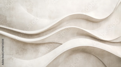 Minimalist stress-relief mural with neutral tones, flowing lines, and a hint of natural textures for a soothing home aesthetic