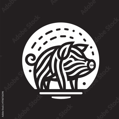 Illustration of a stylized image of a wild boar