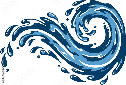 Water splashes logo, flowing liquid motion curves stripes swirls silhouettes set vector illustration, Wave logotypes