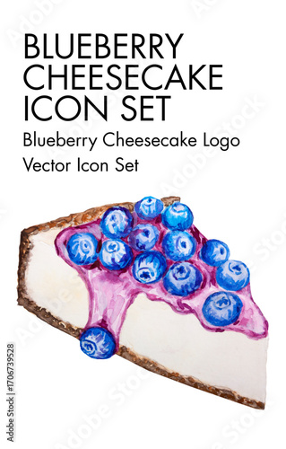 Blueberry cheesecake Logo vector Icon set 