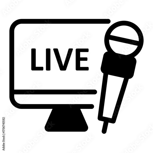 Live Commentary Line Icon of Sports Broadcasting Icon Set