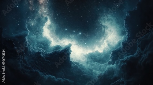 Celestial Cloudscape: A Mystical Night in the Cosmos