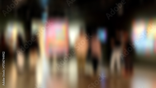 Art exhibition gallery generic background, colourful abstract painting on black background