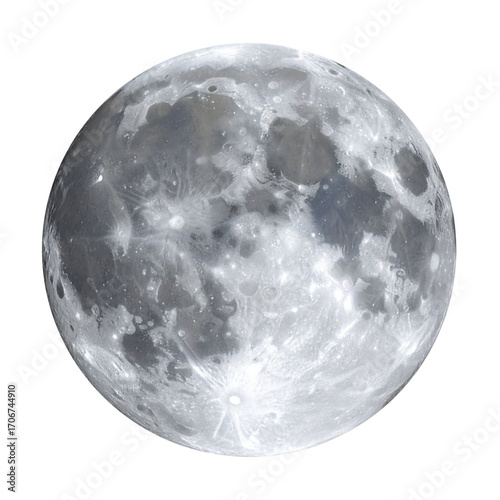 Cut out imahe of silvery full moon. Gray moon. Mid-Autumn Festival, Moon Festival, Halloween element.