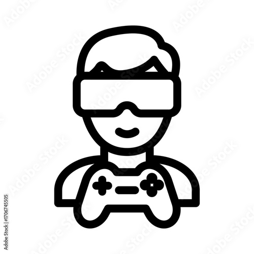 Multiplayer AR Gaming Line Icon of Augmented Reality Games Icon Set