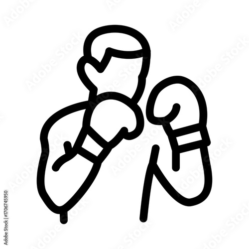 Boxers Fighting Line Icon of Combat Sports Icon Set