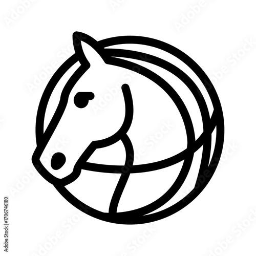 Equestrian Emblem Line Icon of Equestrian Sports Icon Set