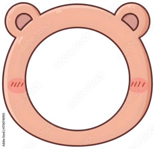 Cute bear and rabbit face frame for photo composition. Adorable character element for kids, kindergarten, and decoration. sticker png