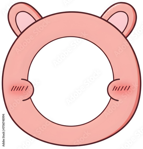 Cute bear and rabbit face frame for photo composition. Adorable character element for kids, kindergarten, and card decoration, sticker png