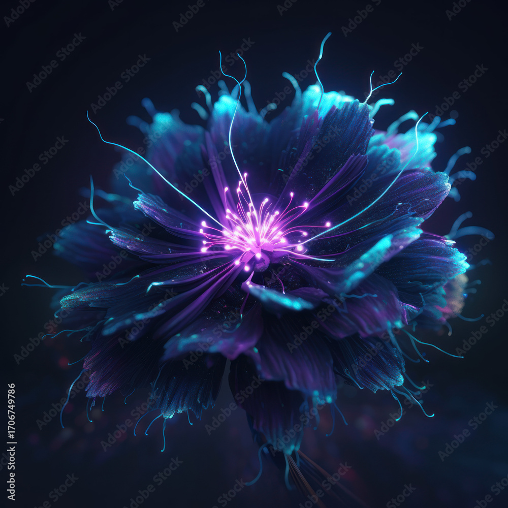 Obraz premium Glowing neon flower design