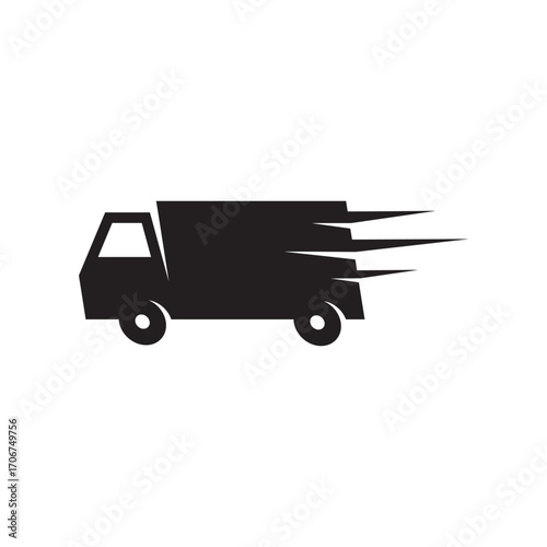 Fast delivery truck flat icon for website and mobile apps. Fast shipping sign illustration, vector.