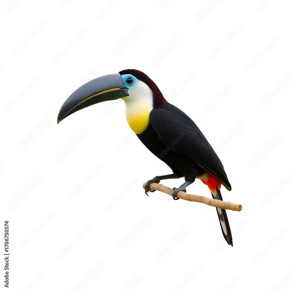Fototapeta premium keel billed toucan on isolated transparent background