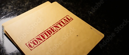 confidential document folder stamped with a serious and important message for privacy and protection | security, business, legal, privacy, protection theme