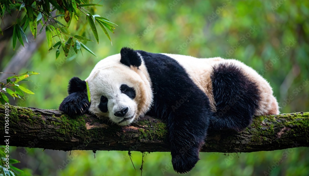 Obraz premium Panda resting on branch