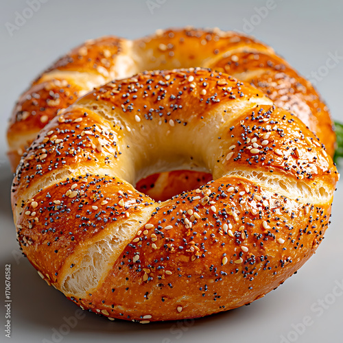 Deliciously baked bagels with poppy seeds bakery food photography cozy setting close-up shot culinary delight