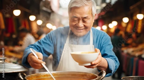 Street vendor pouring Thai iced tea flair cinematic UHD handheld vibrant lifestyle food stock. beverage preparation asian drink mobile commerce ultra high definition vivid