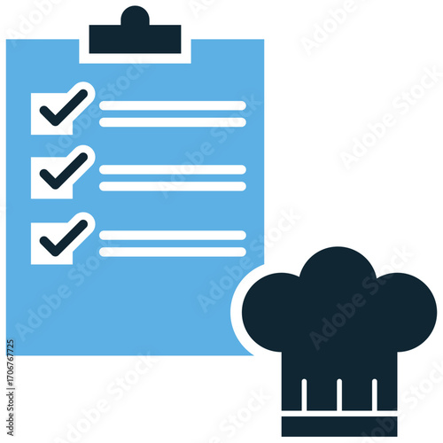 Cooking list icon vector. Perfect for recipes, meal planning, and grocery shopping. A simple, clear symbol representing a list of ingredients or instructions.