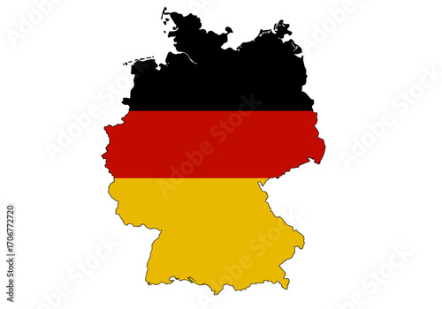 Germanys map colored with its national flag black red and gold
